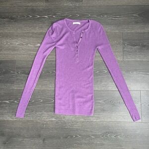 Martin & Osa Y2K Robbed Henley Sweater Lightweight Approx Small 90s Purple‎ Boho